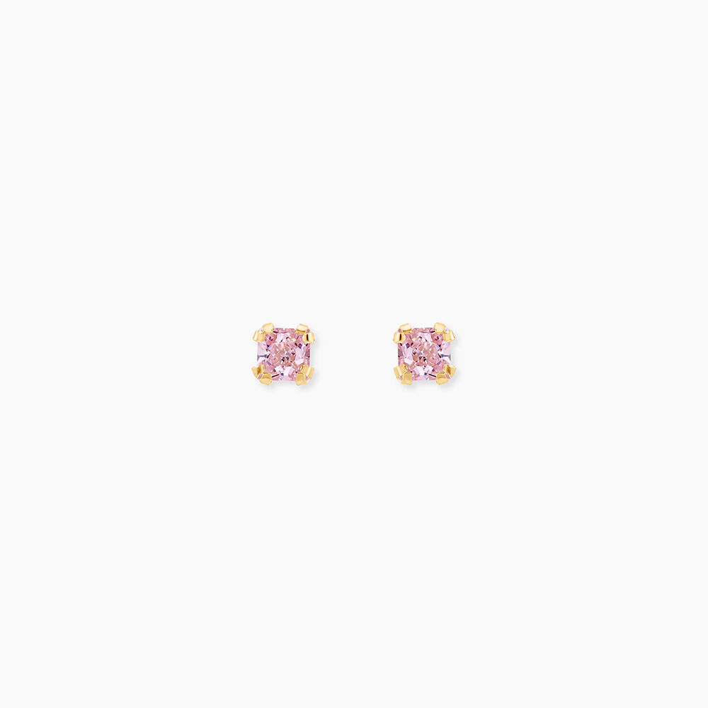 Boucles D'oreilles Puces Doreen Carre Or Jaune Oxyde De Zirconium - Puces Famille | Marc Orian