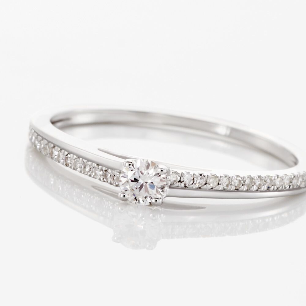 Bague Solitaire Alexandra Or Blanc Diamant - Parures de mariage Femme | Marc Orian