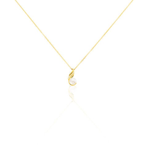 Collier Leta Or Jaune Perle De Culture Et Oxyde De Zirconium - Colliers avec pierres Femme | Marc Orian