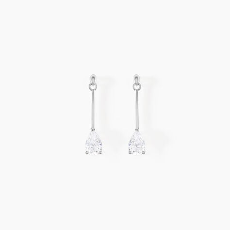 Boucles D'oreilles Pendantes Goutte Or Blanc Oxyde De Zirconium - Pendantes Femme | Marc Orian