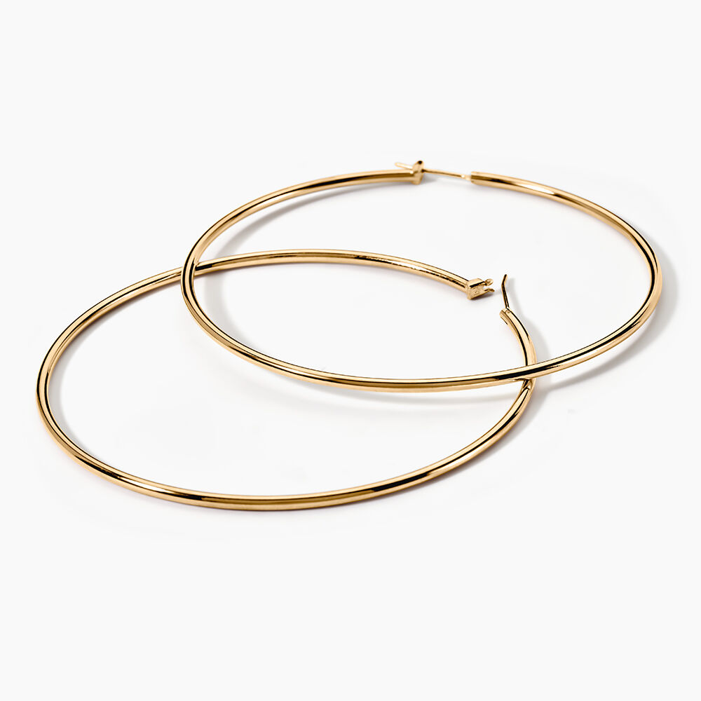 Cr&eacute;oles Ada Lisse Plaqu&eacute; Or Jaune - Grosses cr&eacute;oles Femme | Marc Orian