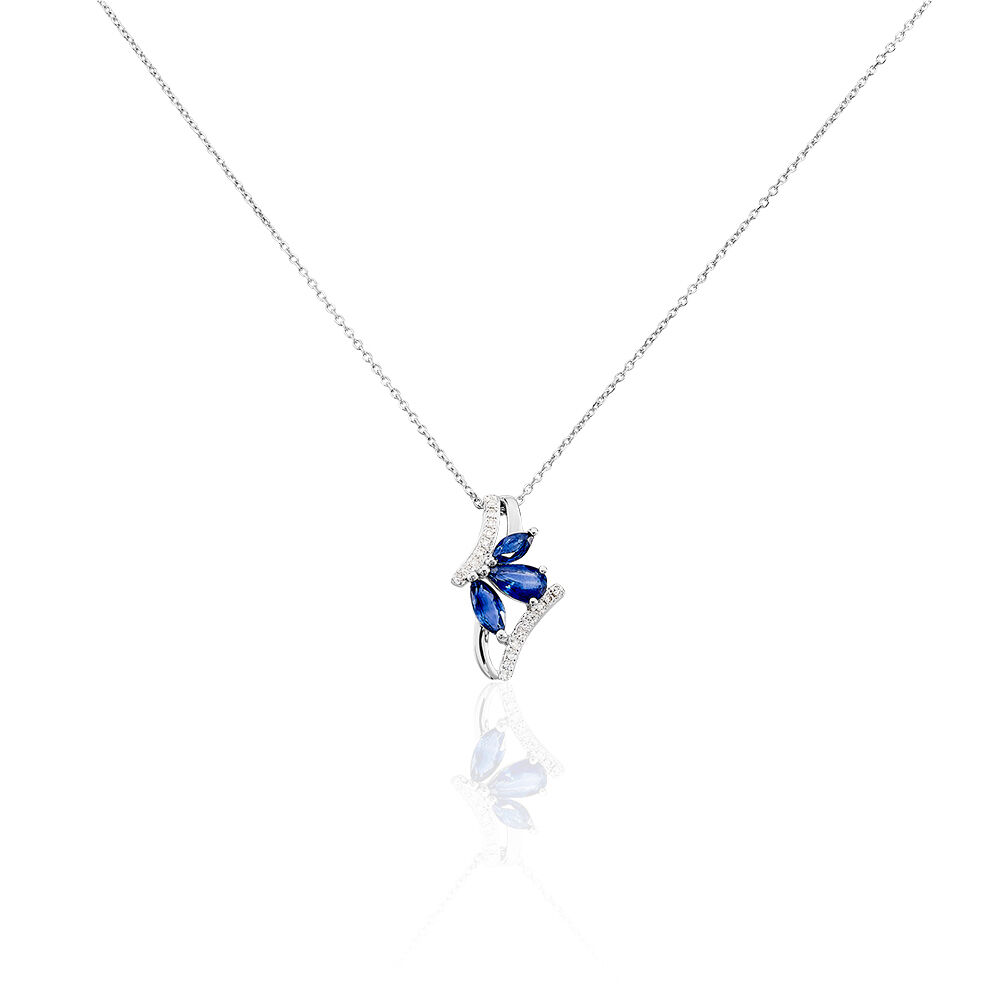 Collier Or Blanc Anae Saphir - Colliers avec pierres Femme | Marc Orian