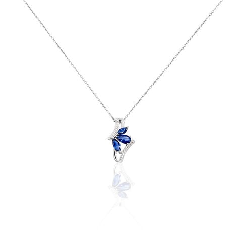 Collier Or Blanc Anae Saphir - Colliers avec pierres Femme | Marc Orian