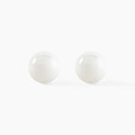 Boucles D'oreilles Puces Orbe Argent Blanc C&eacute;ramique - Puces Femme | Marc Orian