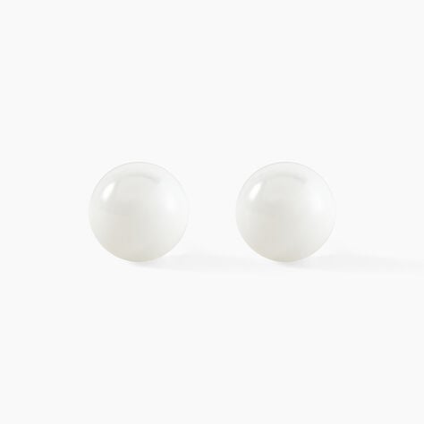 Boucles D'oreilles Puces Orbe Argent Blanc Céramique - Puces Femme | Marc Orian