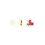 Boucles D'oreilles Puces Orchidea Or Jaune Diamant Et Rubis - Puces Femme | Marc Orian