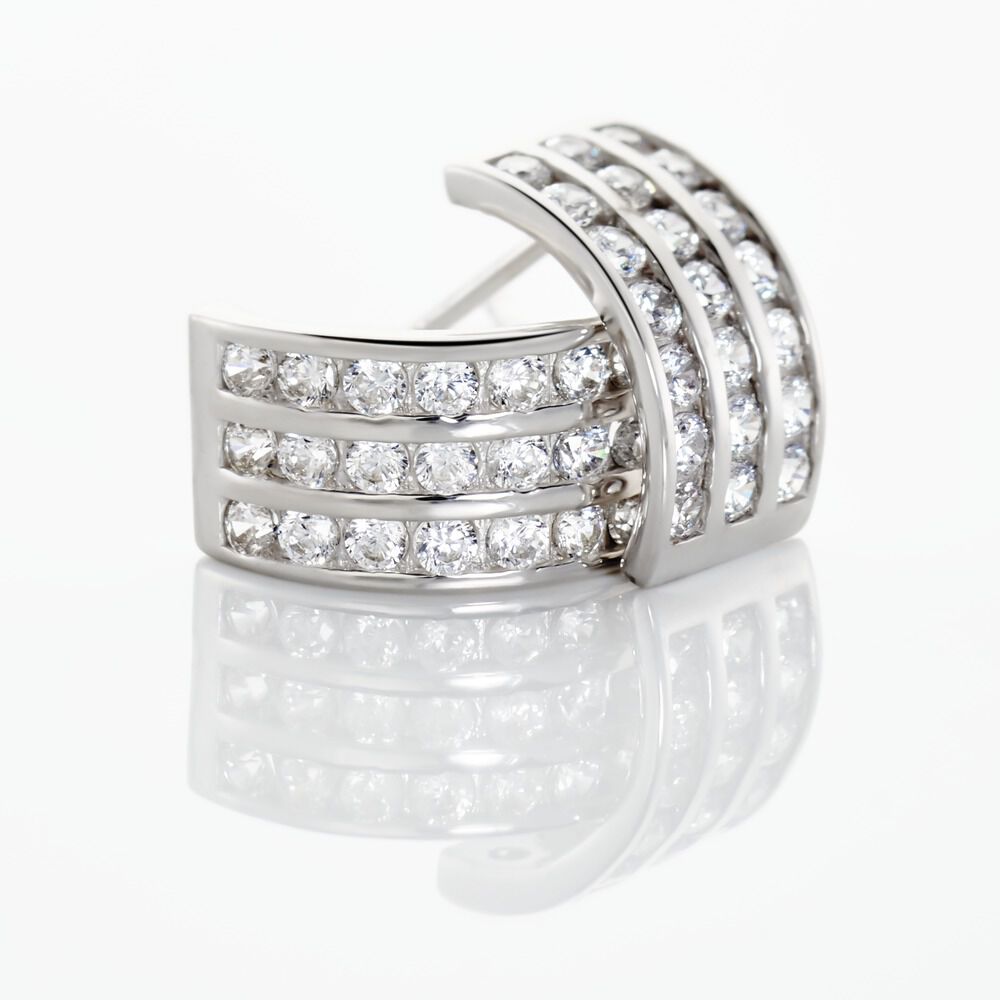 Demi Créoles Or Blanc Jacobea Oxyde De Zirconium - Créoles Femme | Marc Orian