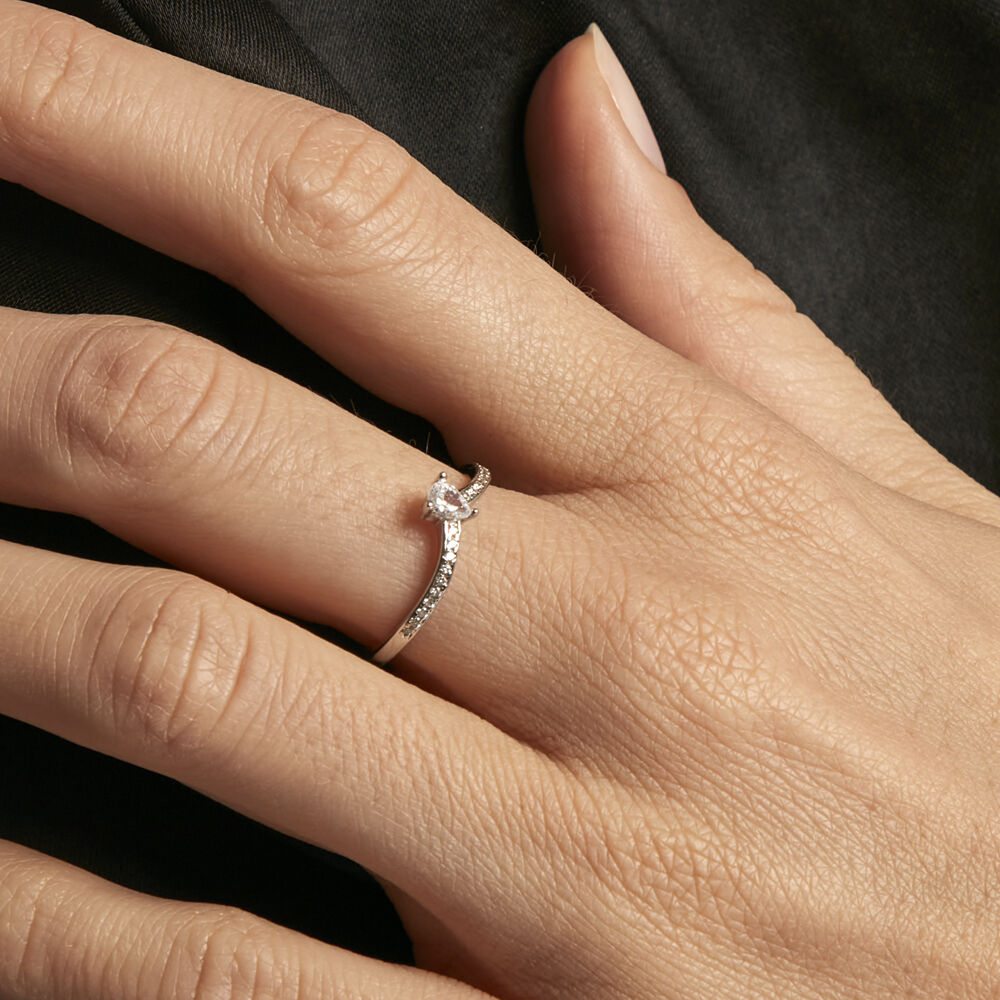 Bague Hyman Argent Blanc Oxyde De Zirconium - Solitaires Femme | Marc Orian