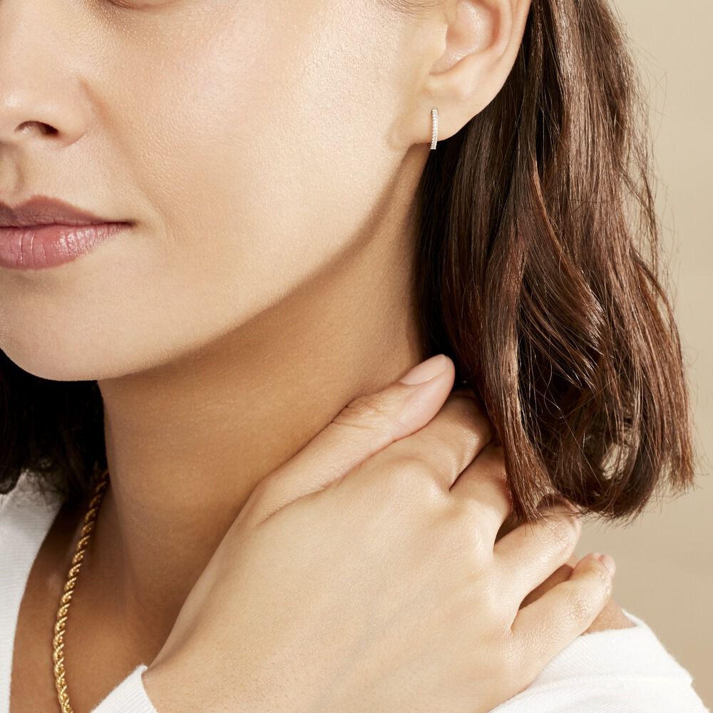Créoles Aryanna Rondes Or Blanc Diamant - Créoles Femme | Marc Orian