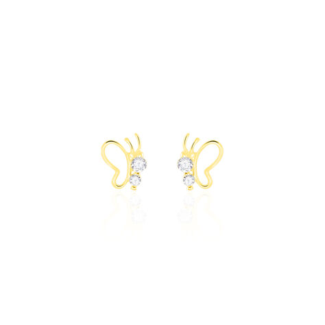 Boucles D'oreilles Puces Evaelle Papillon Or Jaune Oxyde De Zirconium - Puces Femme | Marc Orian