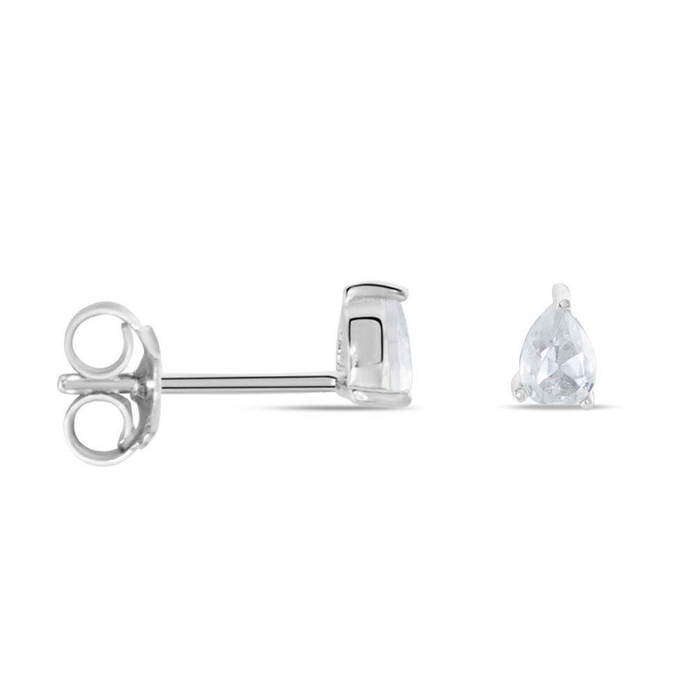 Boucles D'oreilles Puces Anaru Argent Blanc Oxyde De Zirconium - Puces Femme | Marc Orian
