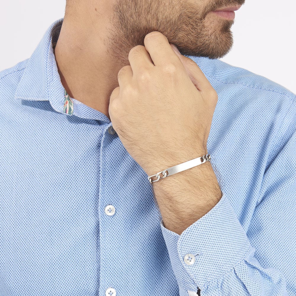 Bracelet Identit&eacute; Vivian Maille Alternee 1/3 Argent Vieilli - Gourmettes Homme | Marc Orian