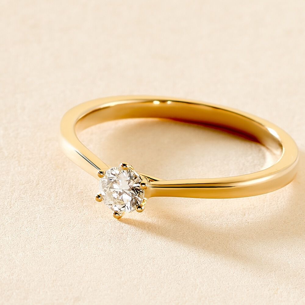 Bague Solitaire Athena Or Jaune Diamant - Parures de mariage Femme | Marc Orian