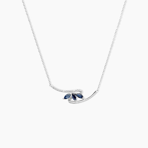 Collier Petale Or Blanc Saphir Et Diamant - Colliers avec pierres Femme | Marc Orian