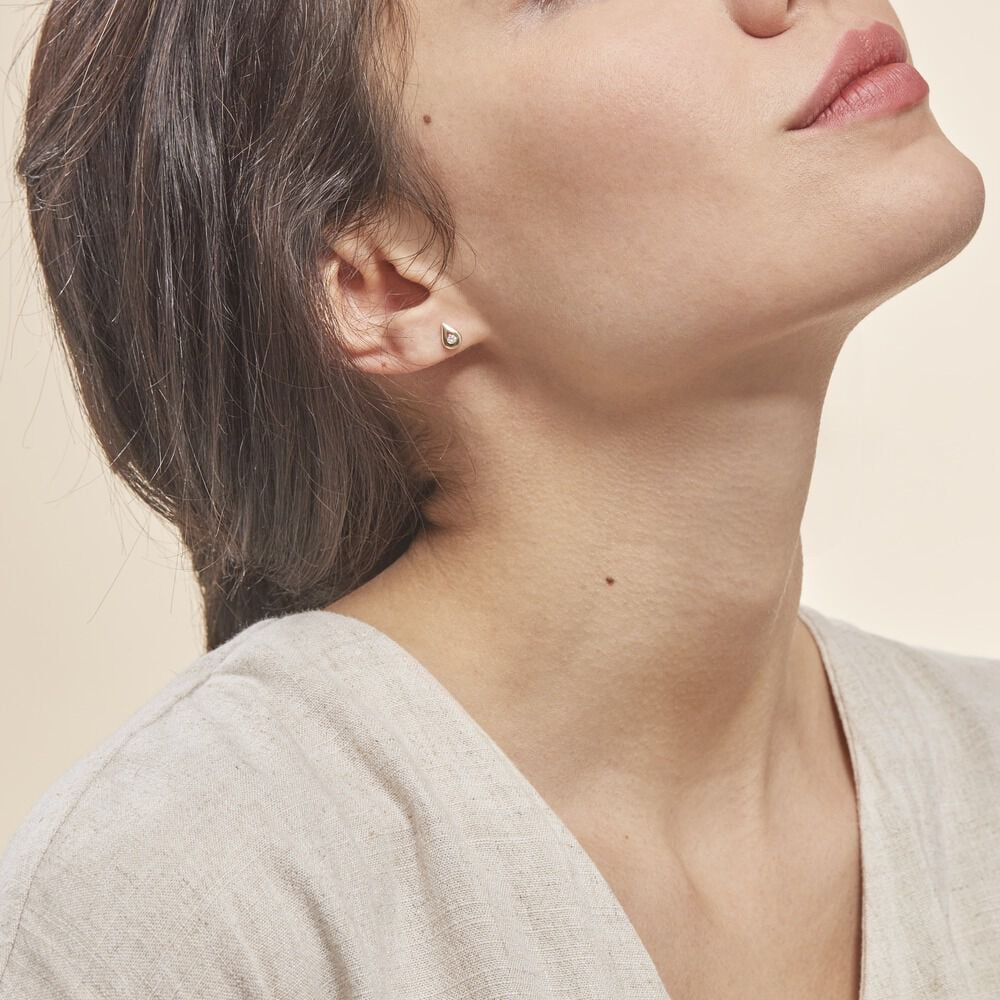 Boucles D'oreilles Puces Purete Or Jaune Diamant - Puces Femme | Marc Orian