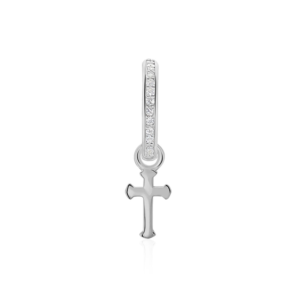 Cr&eacute;ole Unitaire Ancelin Rondes Argent Blanc Oxyde De Zirconium - Piercings d'oreilles Femme | Marc Orian