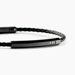 Bracelet Jourdan Cuir De Vache Noir Diamant Synth&eacute;tique - Bracelets cuir Homme | Marc Orian