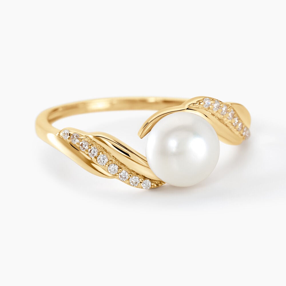 Bague Antoinette Or Jaune Perle De Culture Et Oxyde De Zirconium - Bagues de promesse Femme | Marc Orian