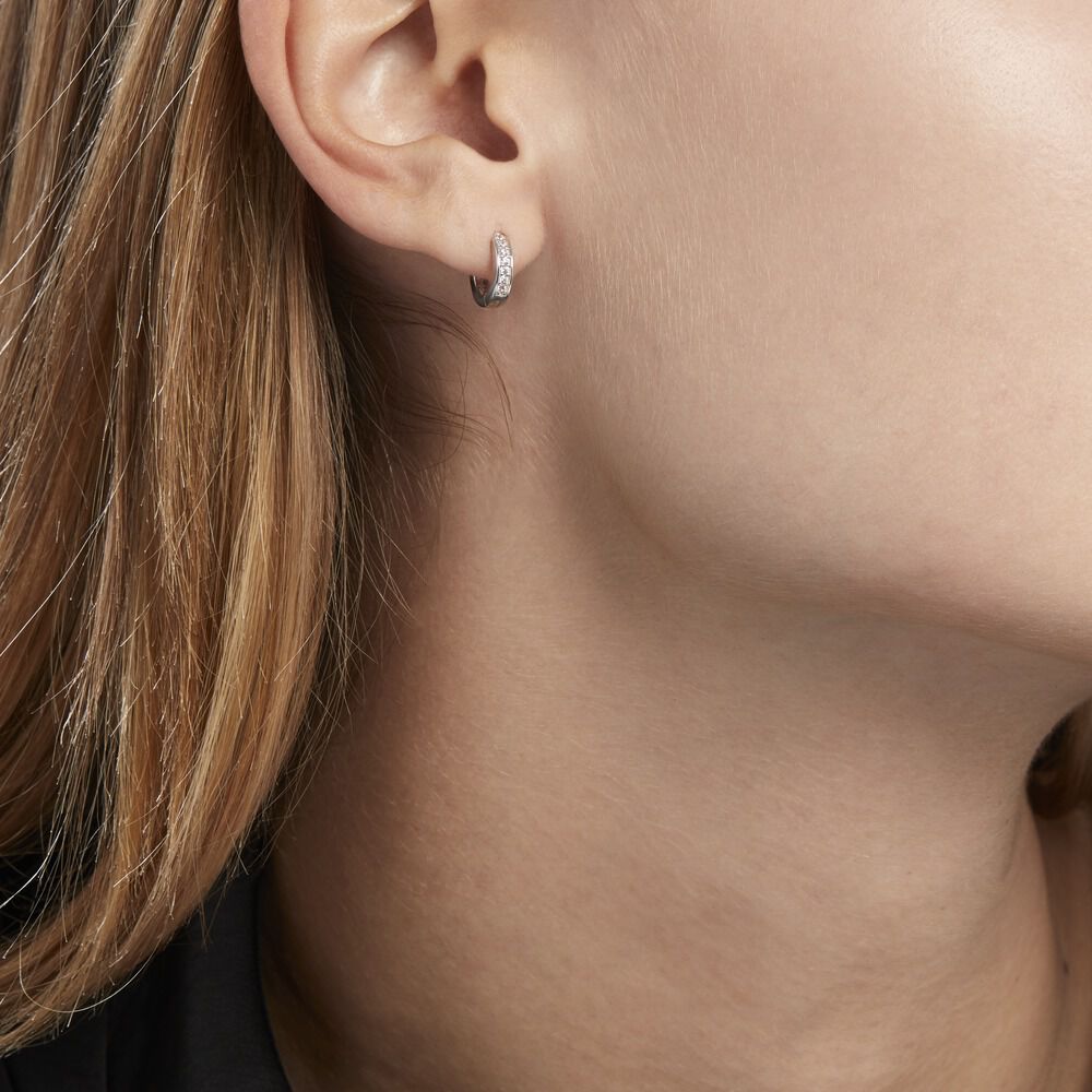 Créoles Alexa Argent Blanc Oxyde De Zirconium - Créoles Femme | Marc Orian