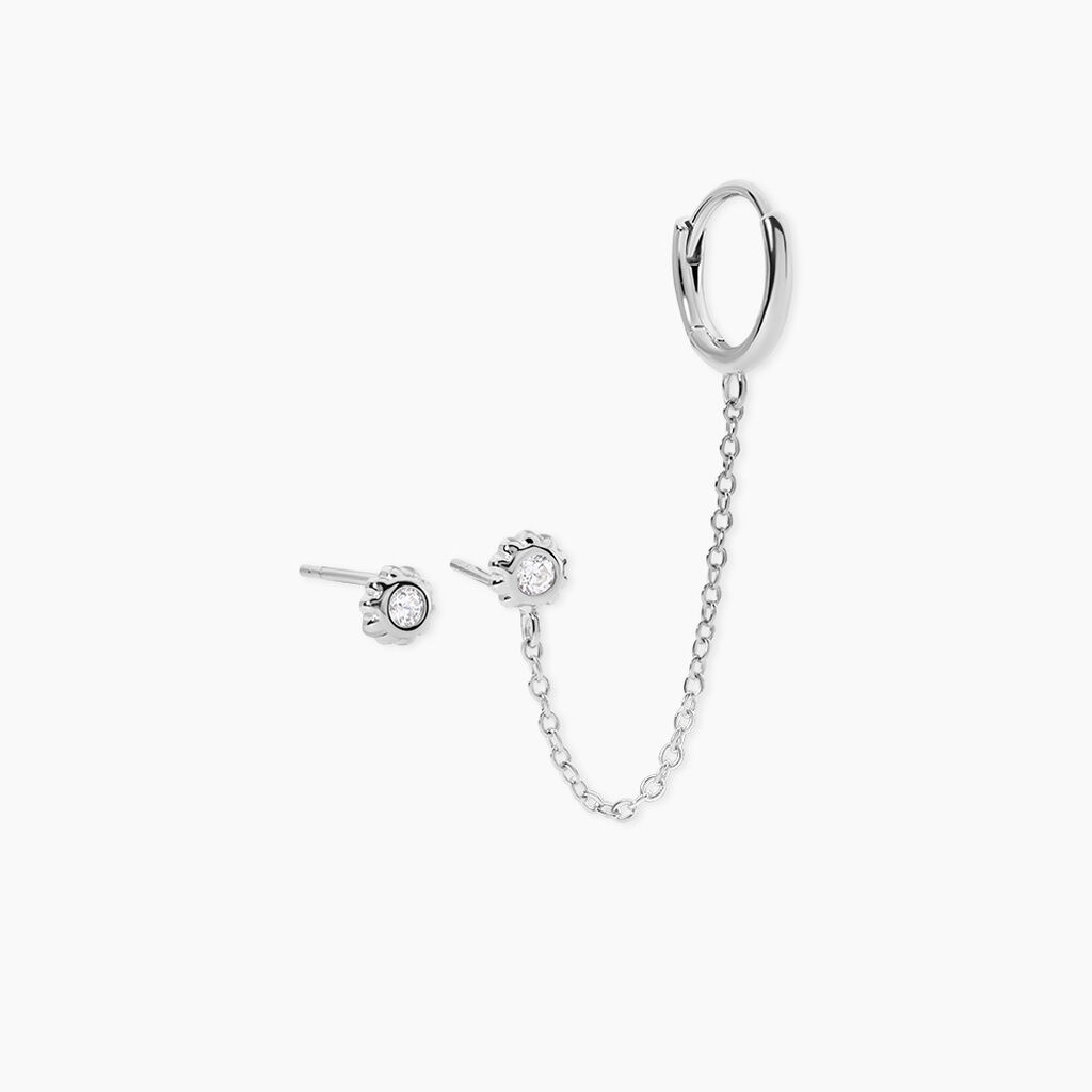 Boucles D'oreilles D&eacute;pareill&eacute;es Macha Argent Blanc Oxyde De Zirconium - Bijoux fantaisie Femme | Marc Orian