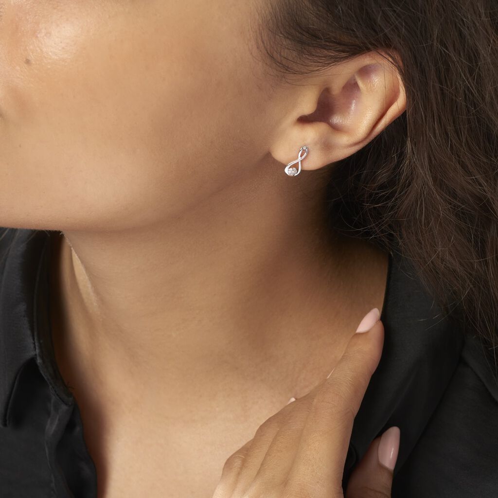 Boucles D'oreilles Puces Shaeen Or Blanc Diamant - Boucles d'oreilles pierres précieuses Femme | Marc Orian