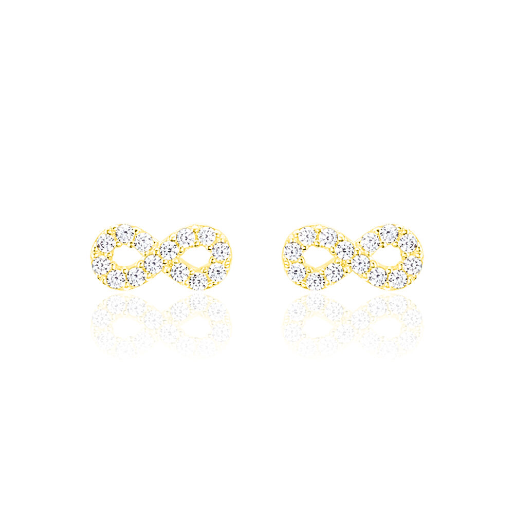 Boucles D'oreilles Puces Fannelle Infini Or Jaune Oxyde De Zirconium - Puces Femme | Marc Orian