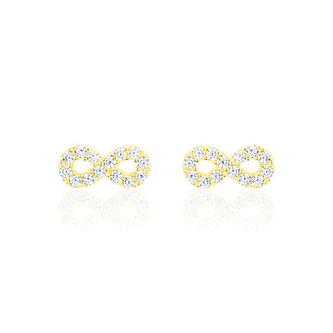 Boucles D'oreilles Puces Fannelle Infini Or Jaune Oxyde De Zirconium - Puces Femme | Marc Orian