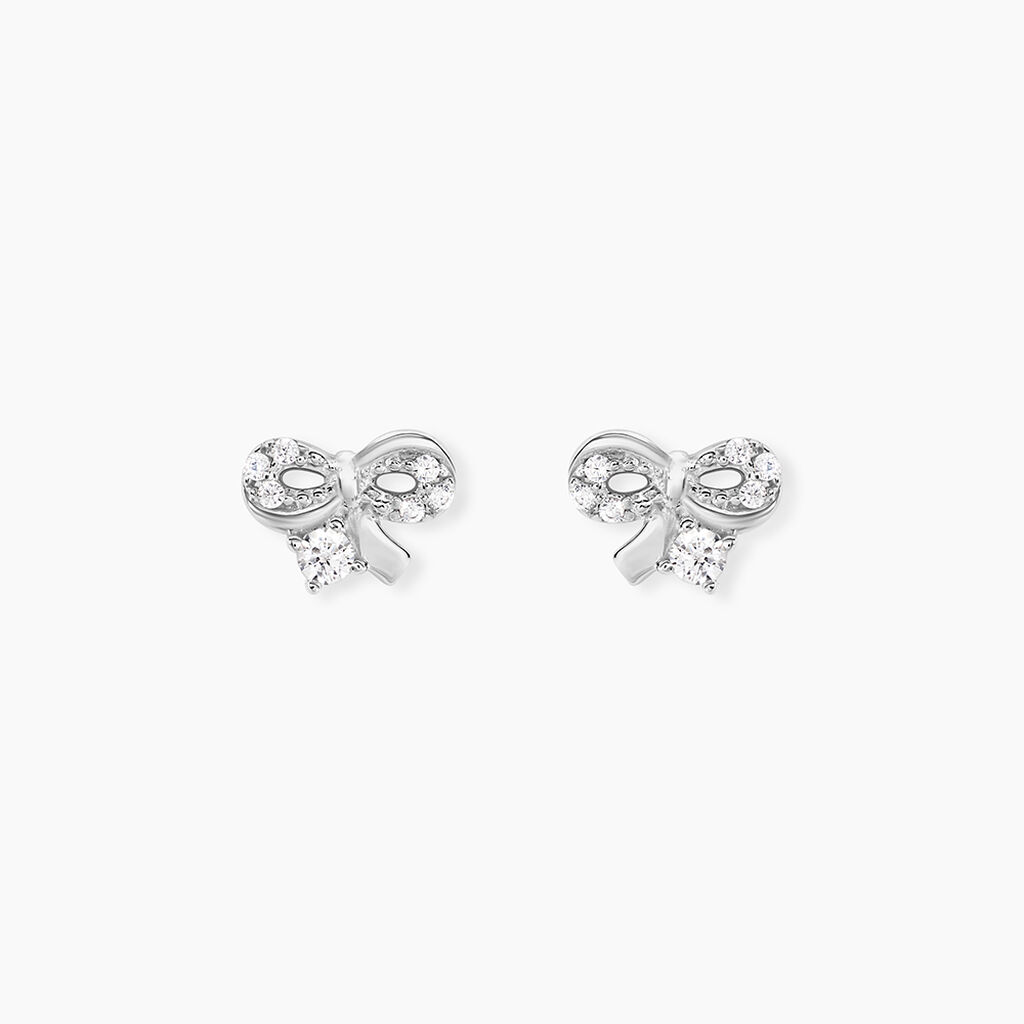 Boucles D'oreilles Puces Suna Argent Blanc Oxyde De Zirconium - Puces Femme | Marc Orian