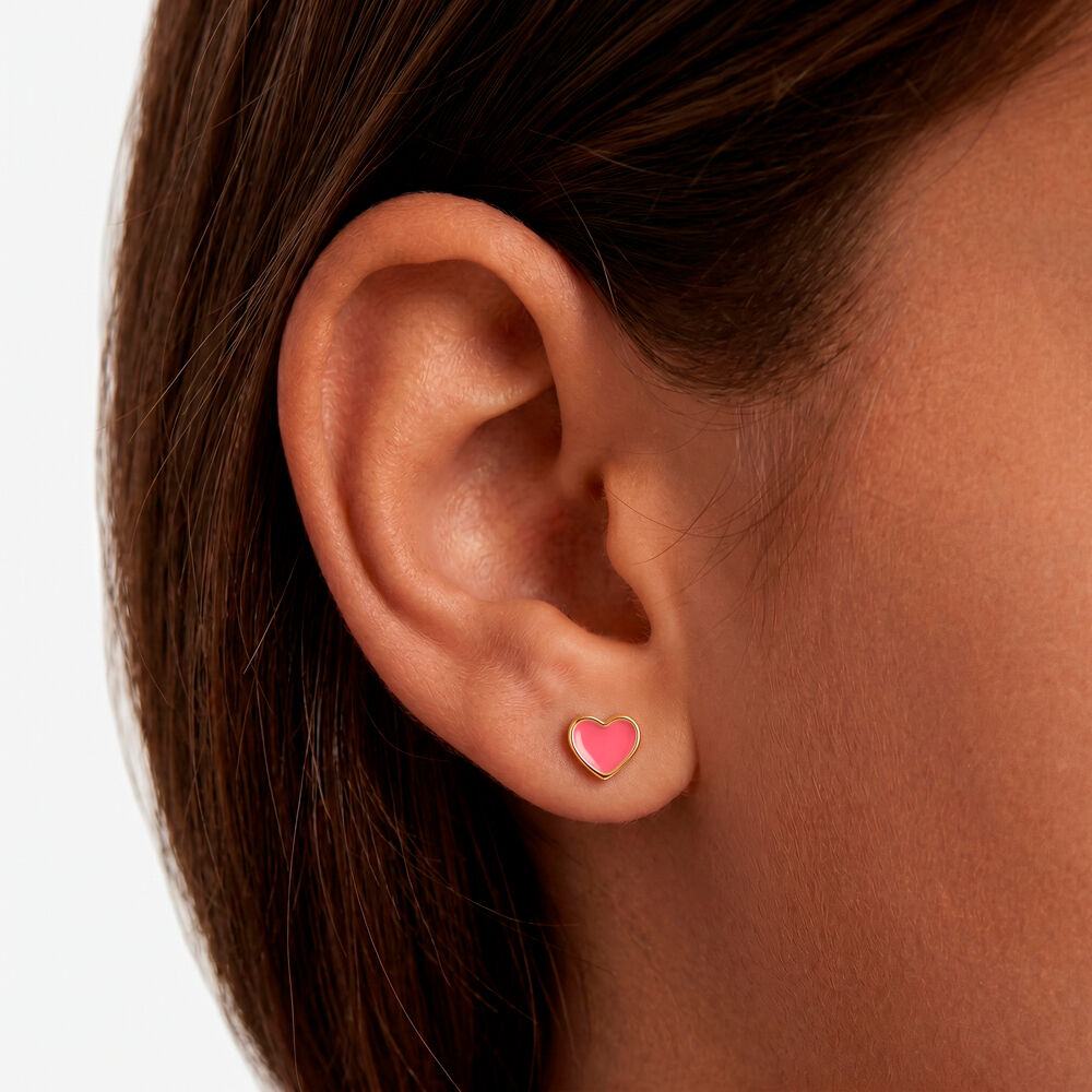 Boucles D'oreilles Puces Coeurs Or Jaune - Puces Enfant | Marc Orian