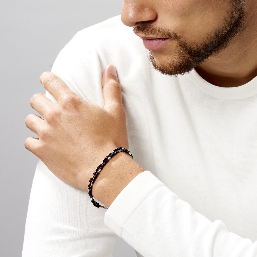Bracelet Acier Blanc Augusto Agate - Bracelets chaînes Homme | Marc Orian