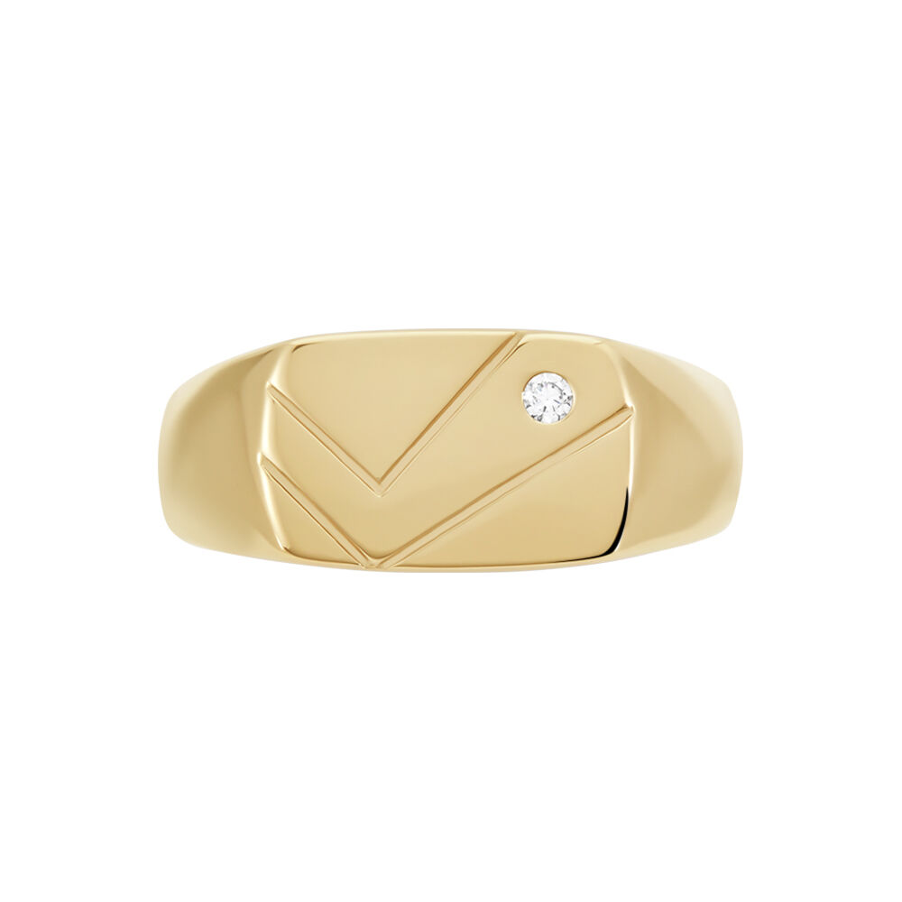 Chevalière Plaqué Or Jaune Gyorgy Oxyde De Zirconium - Chevalières Homme | Marc Orian