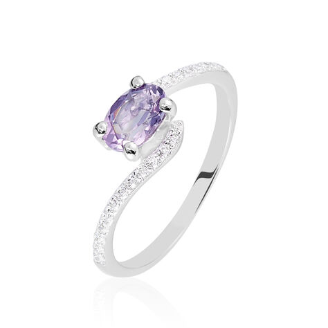 Bague Loriane Or Blanc Amethyste Et Oxyde De Zirconium - Bagues pierres fines Femme | Marc Orian