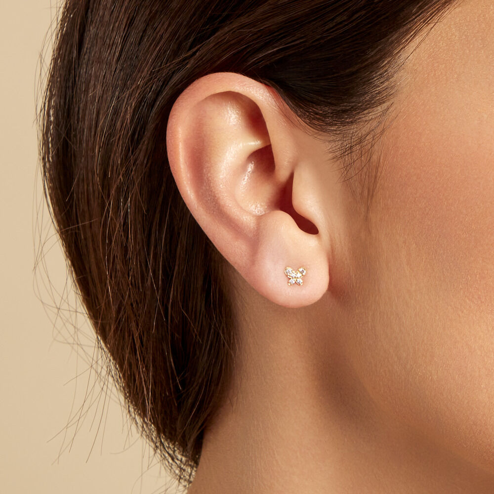 Piercing D'oreille Unitaire Papillion Or Jaune Oxyde De Zirconium - Piercings Femme | Marc Orian