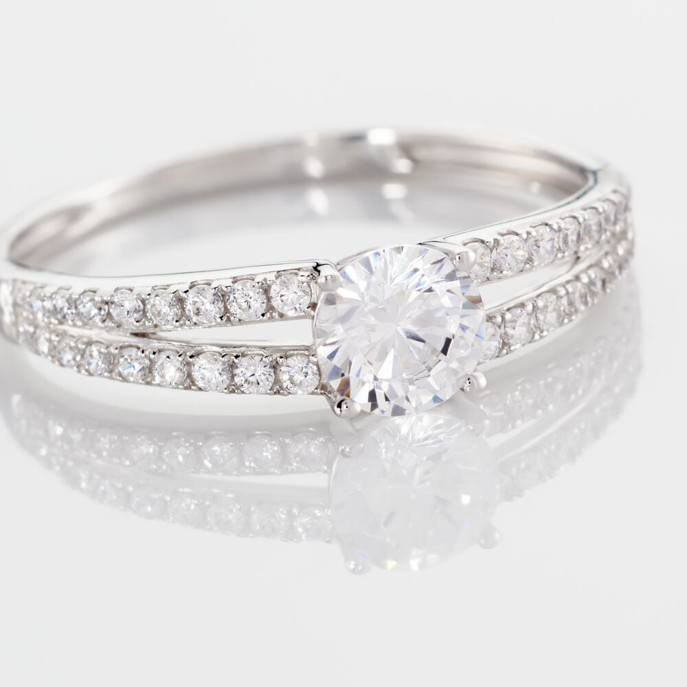 Bague Fina Or Blanc Oxyde De Zirconium - Solitaires Femme | Marc Orian