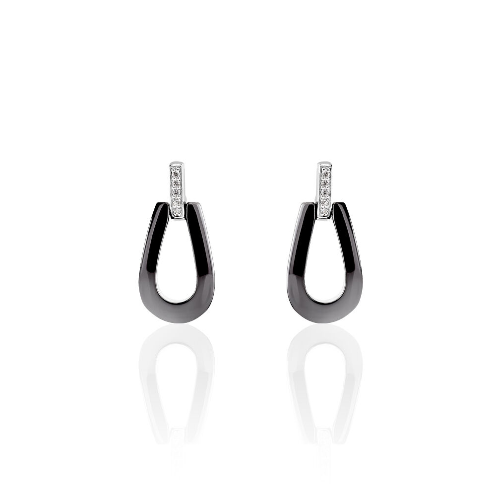 Boucles D'oreilles Pendantes Argent C&eacute;ramique Et Oxyde De Zirconium - Pendantes Femme | Marc Orian