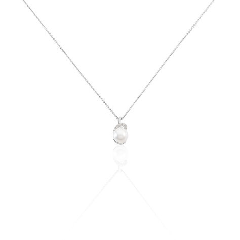 Collier Verica Or Blanc Perle De Culture Et Diamant - Colliers avec pierres Femme | Marc Orian