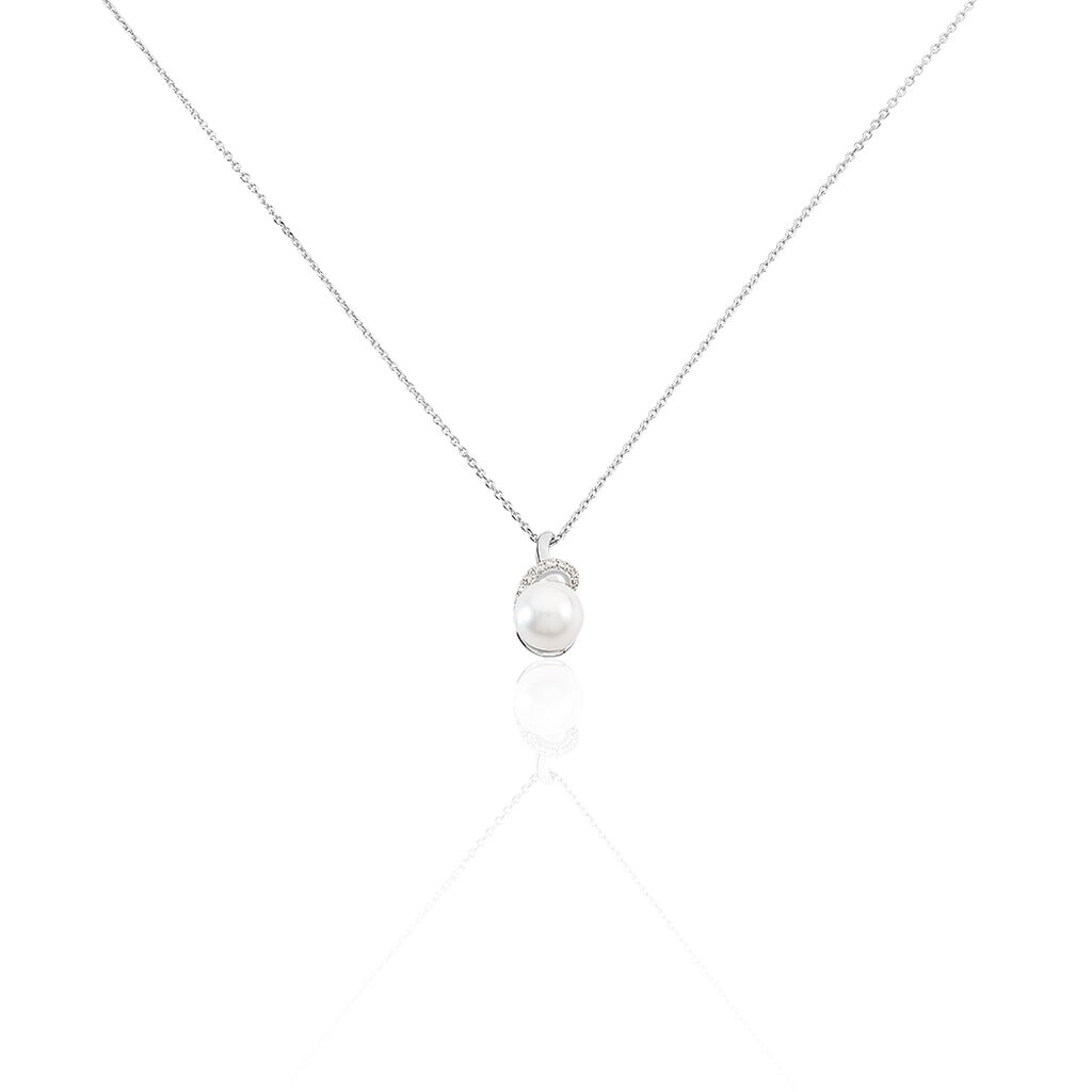 Collier Verica Or Blanc Perle De Culture Et Diamant - Colliers Femme | Marc Orian