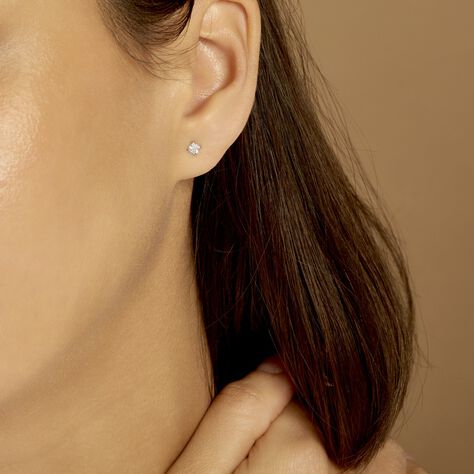 Boucles D'oreilles Puces Carre Argent Blanc Oxyde De Zirconium - Clous d'oreilles Femme | Marc Orian