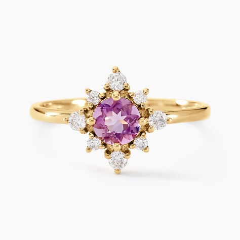 Bague Astrithr Or Jaune Am&eacute;thyste Oxyde De Zirconium - Bagues pierres fines Femme | Marc Orian