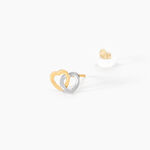 Boucles D'oreilles Puces Anne-maudae Double Coeurs Or Bicolore - Puces Femme | Marc Orian