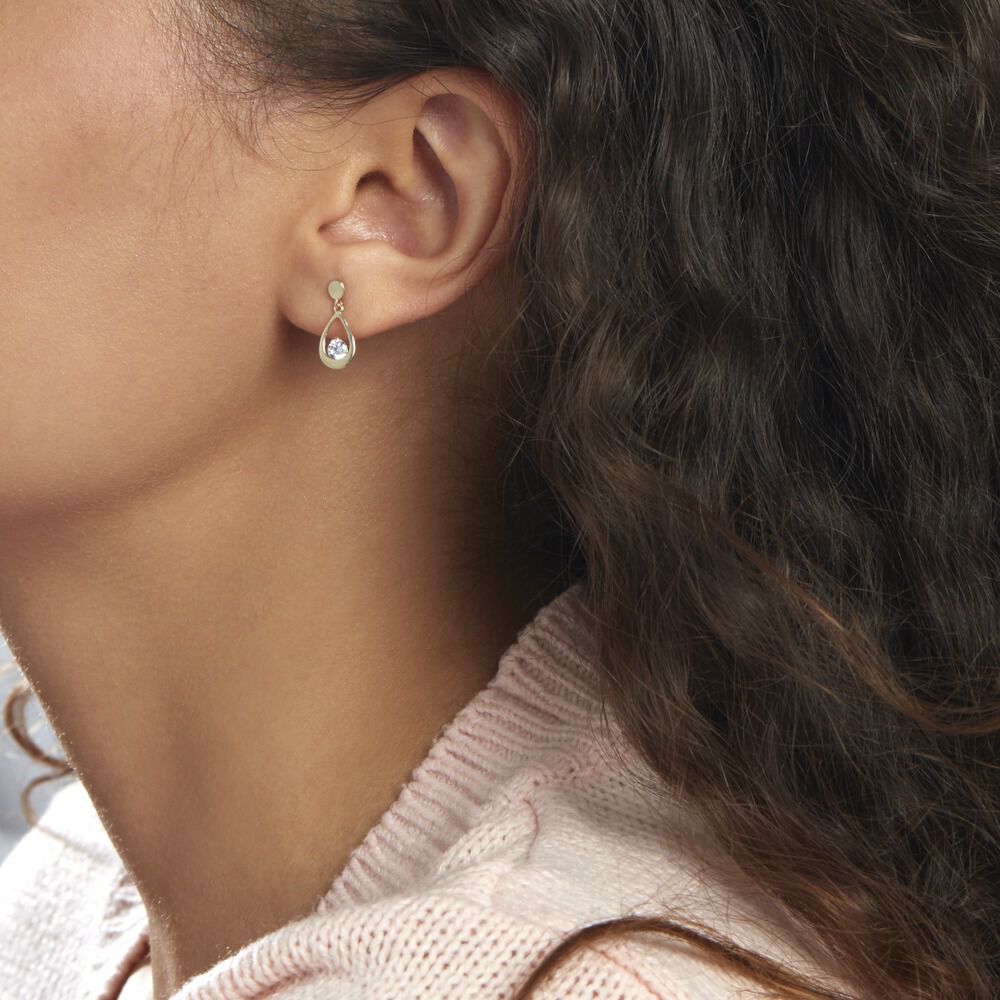 Boucles D'oreilles Pendantes Phaenna Or Jaune Oxyde De Zirconium - Pendantes Femme | Marc Orian