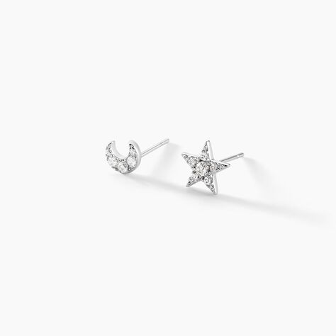 Boucles D'oreilles Puces Eden Or Blanc Oxyde De Zirconium - Puces Femme | Marc Orian