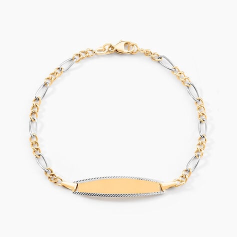 Bracelet Identit&eacute; Bartolomee Maille Alternee 1/3 Or Bicolore - Gourmettes Enfant | Marc Orian
