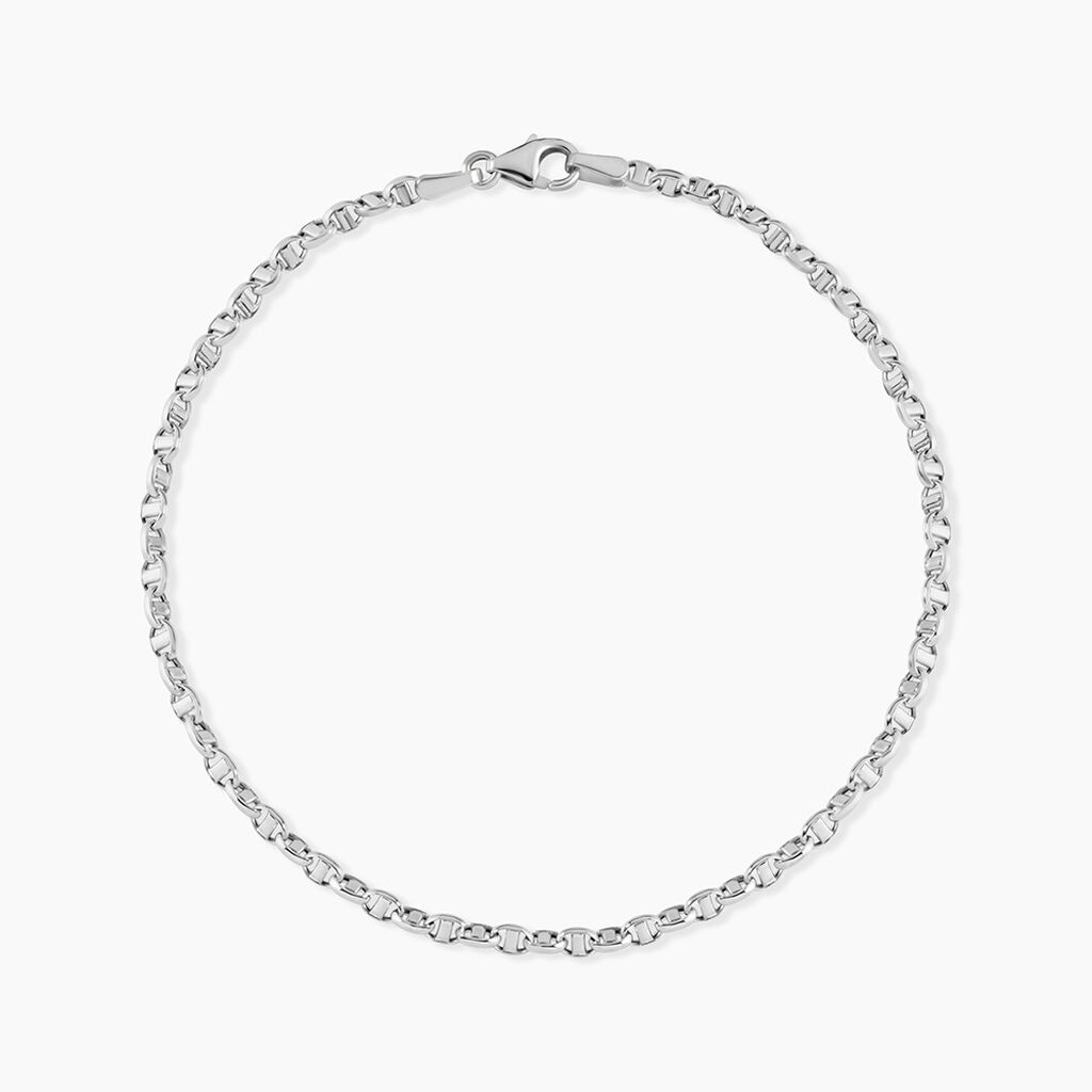 Bracelet Capucin Or Blanc Maille Marine Plate - Bracelets mailles Femme | Marc Orian