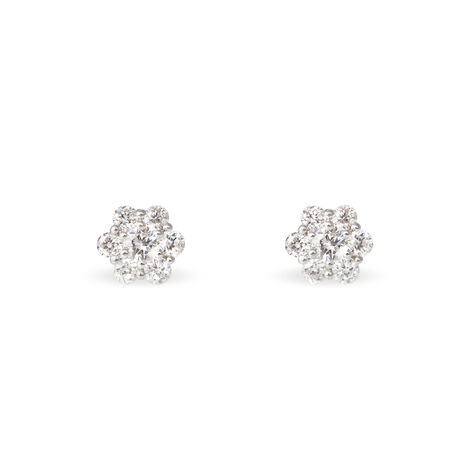 Boucles D'oreilles Puces Magnolia Or Blanc Diamant - Boucles d'oreilles pierres précieuses Femme | Marc Orian