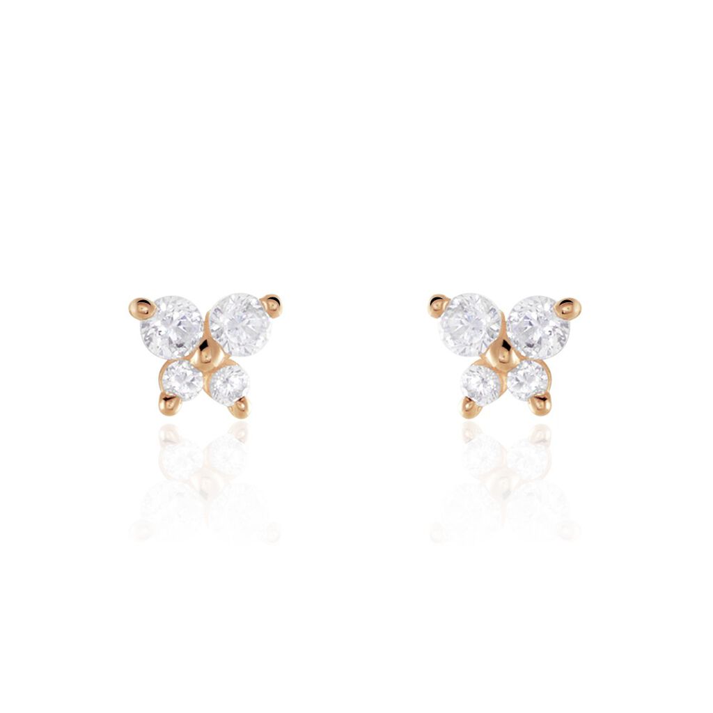 Boucles D'oreilles Puces Or Rose Oxydes De Zirconium - Puces Femme | Marc Orian