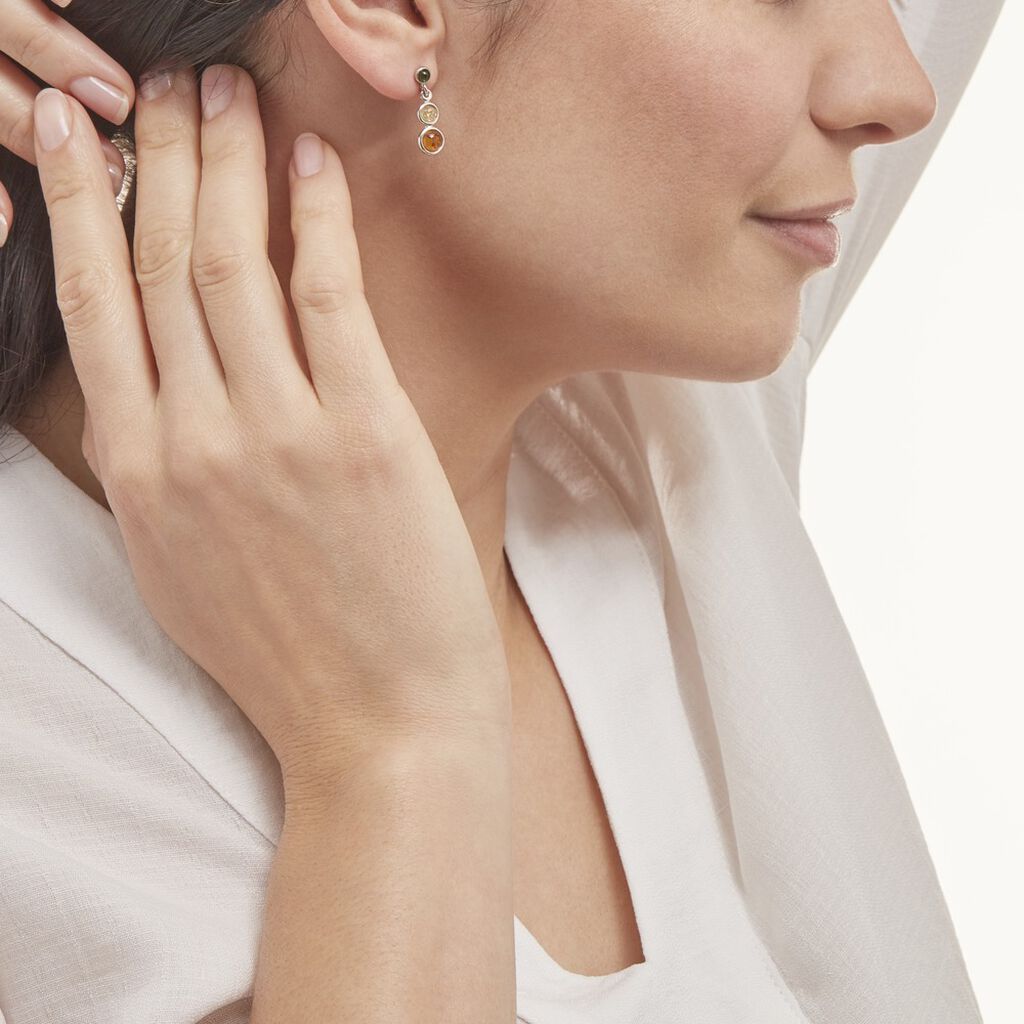 Boucles D'oreilles Argent Blanc Rosalie Ambres - Boucles d'oreilles Pendantes Femme | Marc Orian