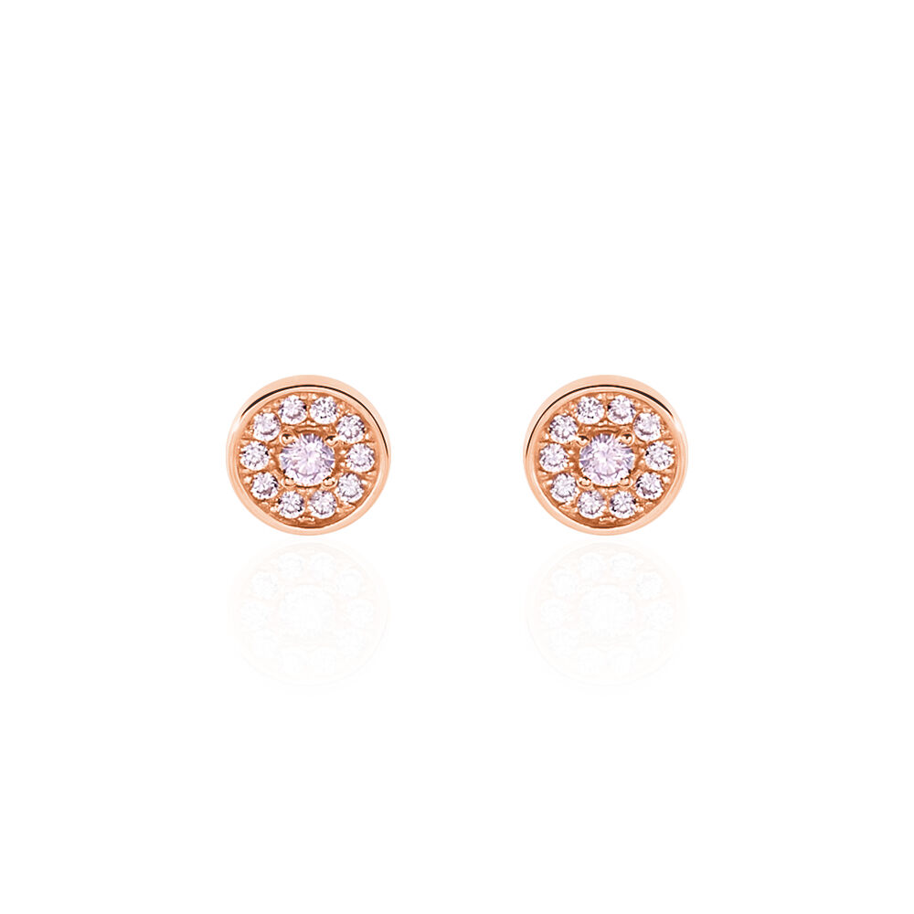 Boucles D'oreilles Puces Auxana Argent Rose Oxyde De Zirconium - Puces Femme | Marc Orian