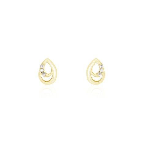 Boucles D'oreilles Puces Helie Goutte Or Jaune Oxyde De Zirconium - Puces Femme | Marc Orian