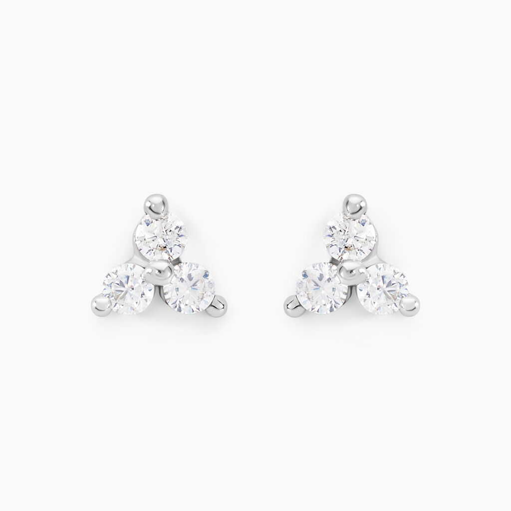 Boucles D'oreilles Puces Eleanor Fleur Or Blanc Oxyde De Zirconium - Puces Femme | Marc Orian